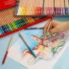 Orange-red colored pencil from 72-color tin box set for mixed artworks