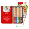 Yellow colored pencil from 12-color tin box set for bright illustrations