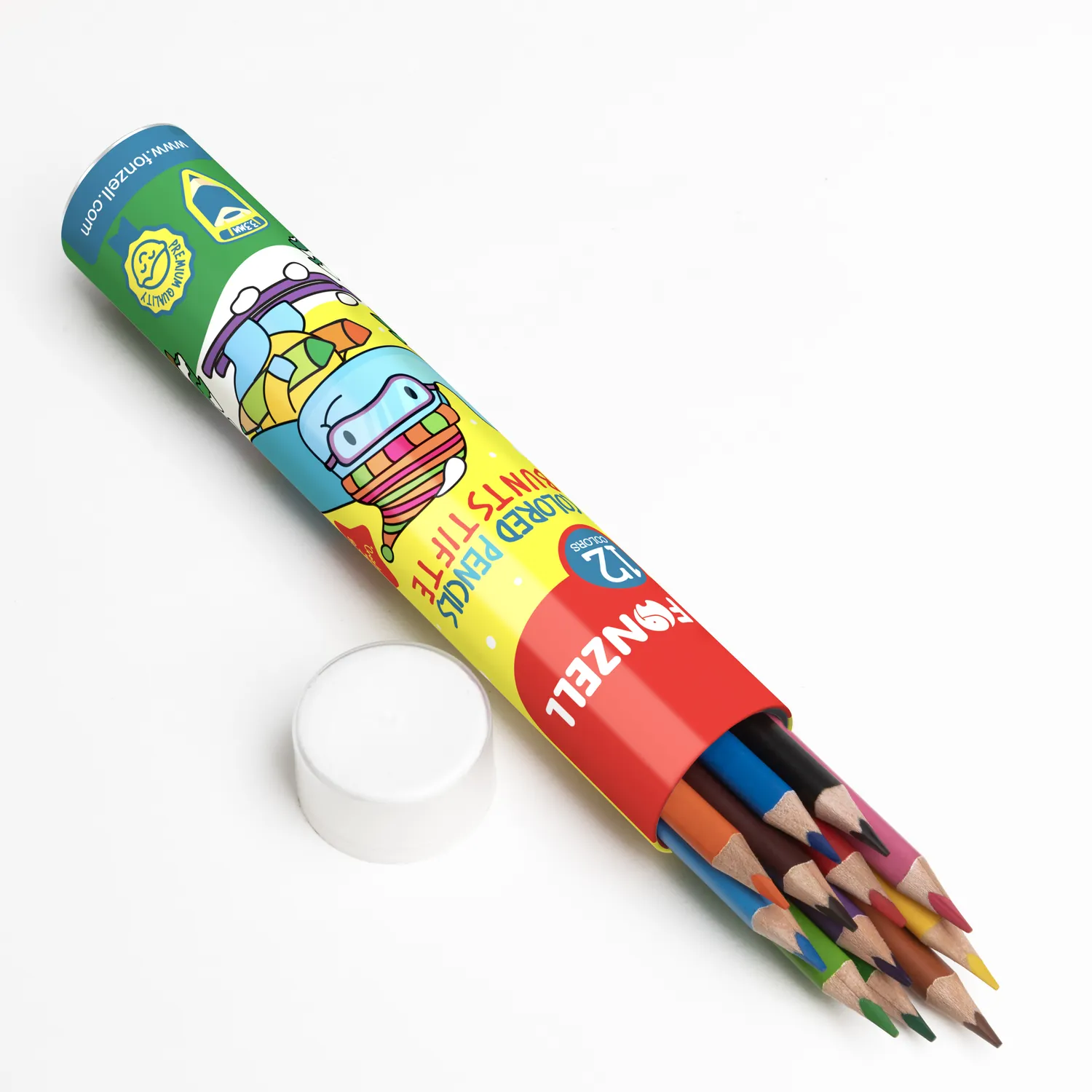 Colored pencils Cylindrical tin