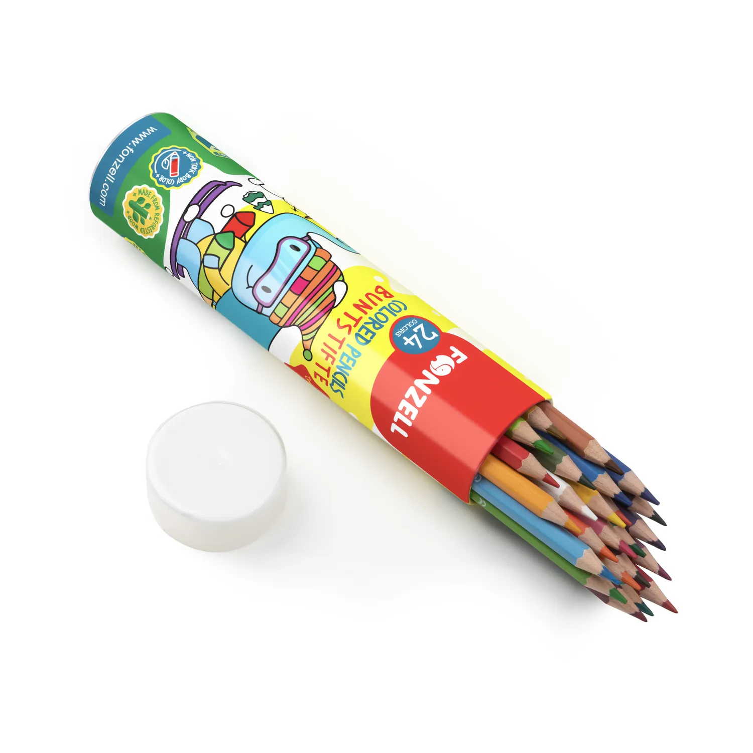 Colored pencils Cylindrical tin