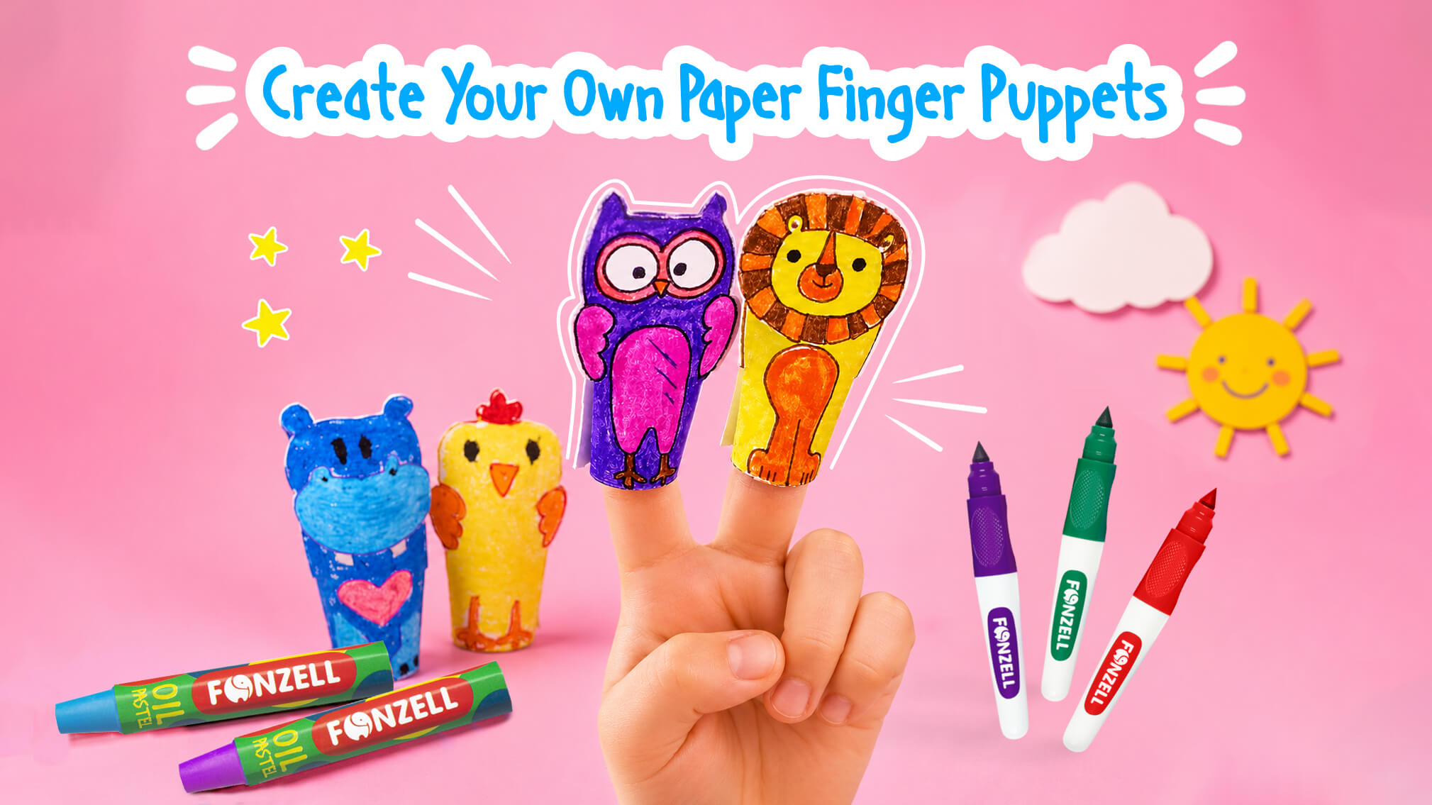 DIY Fingerpuppen basteln mit FONZELL | Marker, Ölkreide & Bastelspaß
