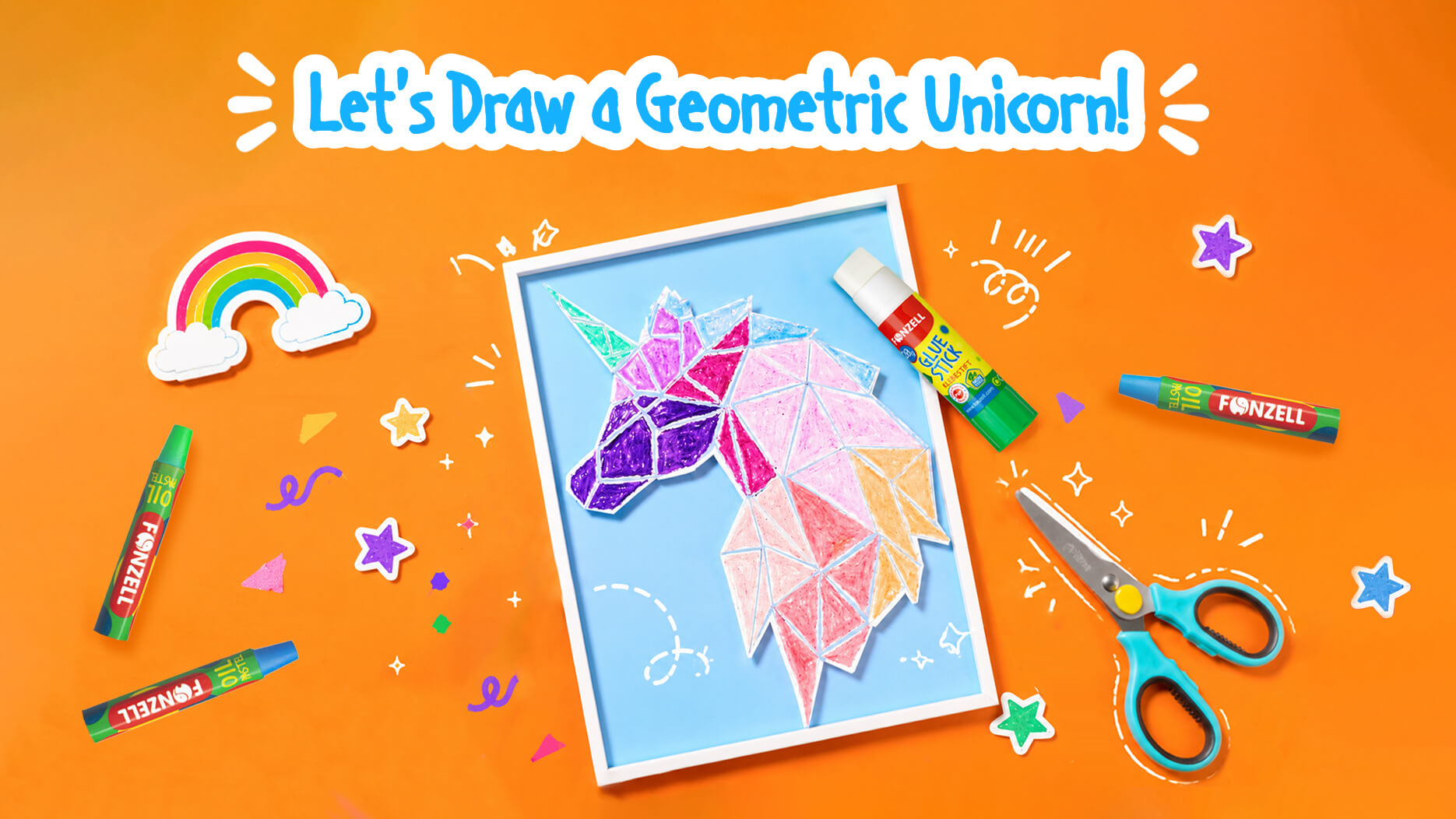 Easy Unicorn Drawing with Oil Pastels | DIY Kids Art with FONZELL