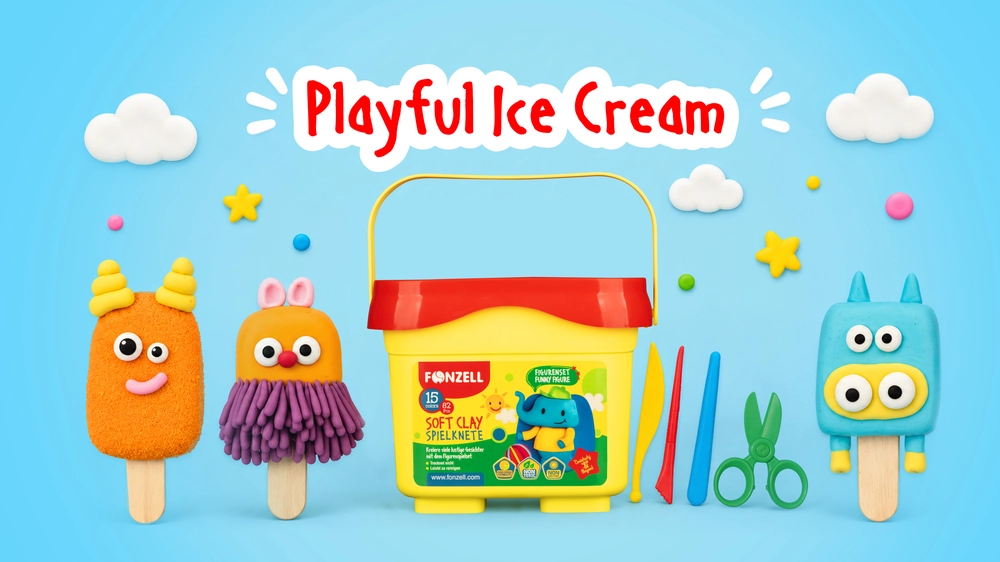 Eis am Stiel aus Soft Clay basteln 🍦 | Kreative Bastelidee für Kinder | FONZELL